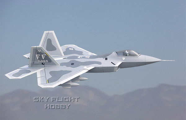 Sky Flight Hobby LX F-22 Raptor 2x70mm Jet Vector Thrust ARF RC Airplane